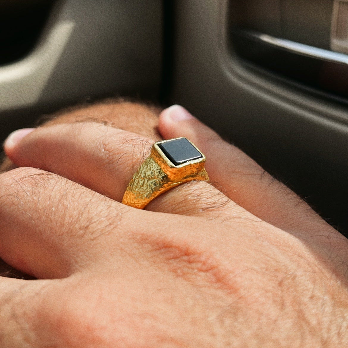 Black Onyx Gold Signet