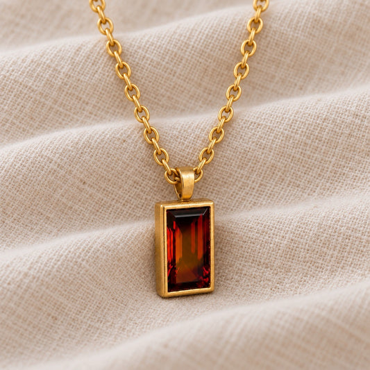 Red Garnet Gold Pendant