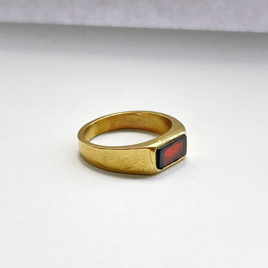 Red Garnet Gold Signet