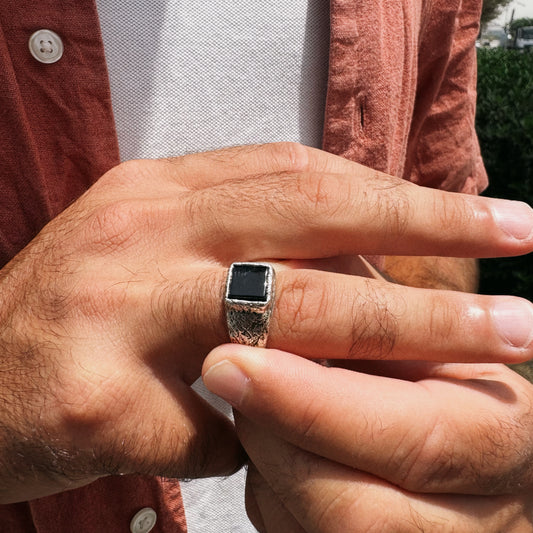 ring worn on model for scale