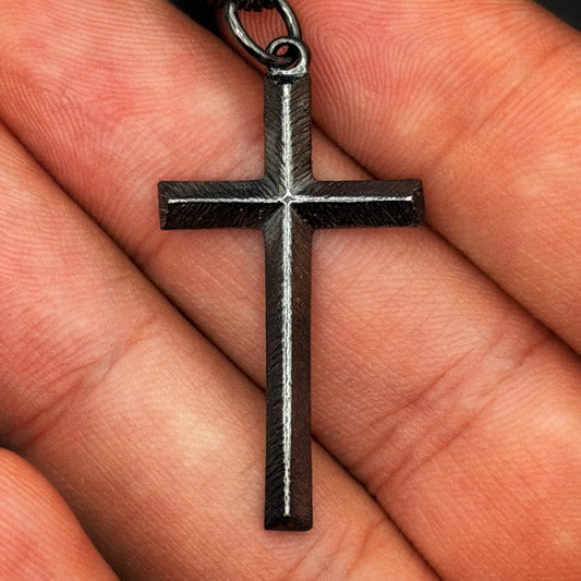 Minimalist Cross Sterling Silver Pendant - Hidden Depths
