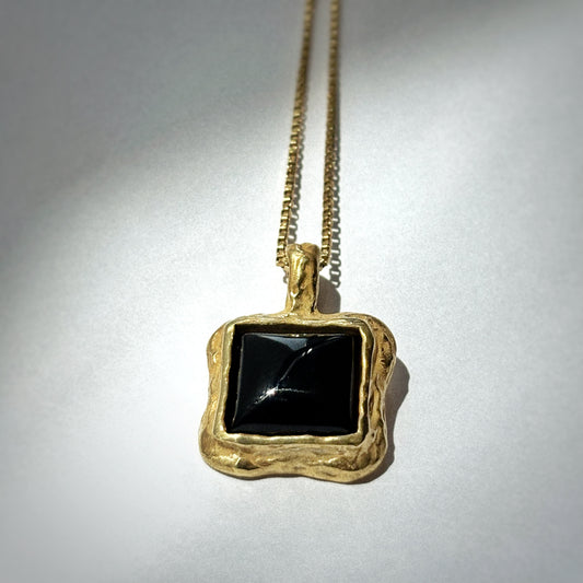 Black Onyx Gold Pendant