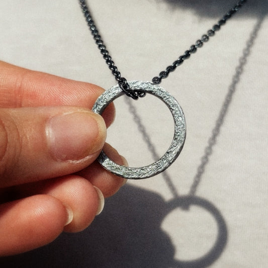 Geometric Circle Silver Necklace