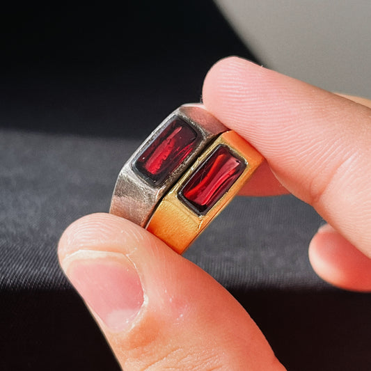 Red Garnet Gold Signet