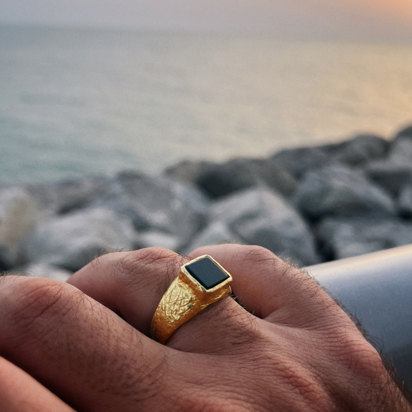 Black Onyx Gold Signet