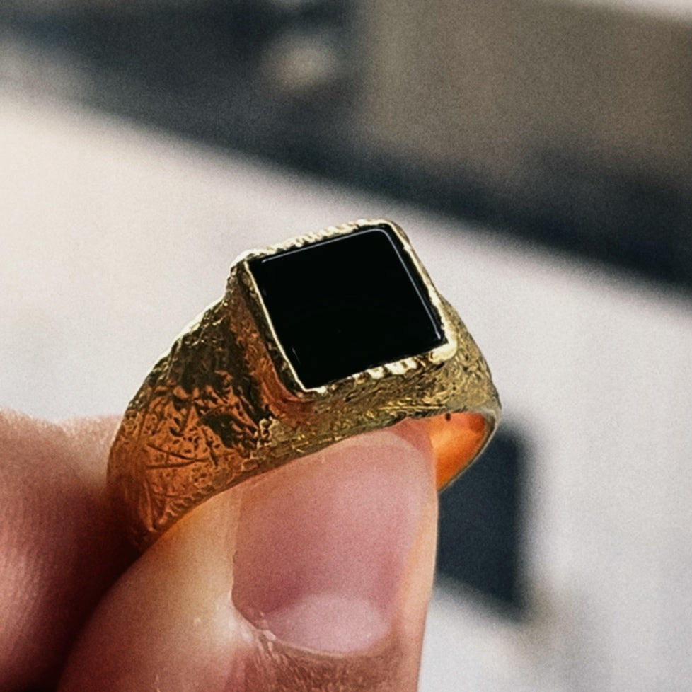 Black Onyx Gold Signet
