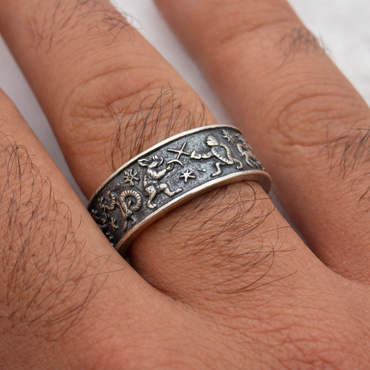 Medieval Marginalia Silver Ring - Hidden Depths