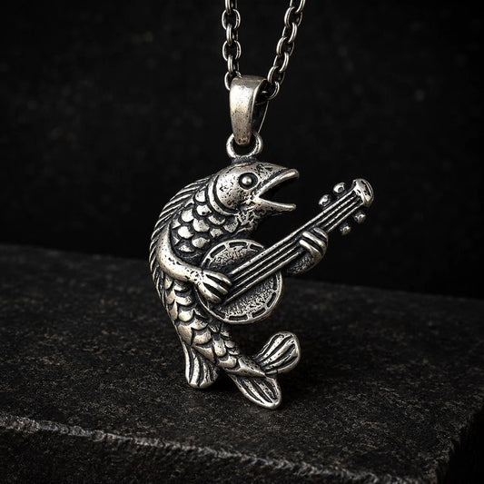 Medieval Fish Musician Necklace
