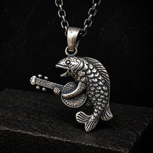 Medieval Fish Musician Necklace
