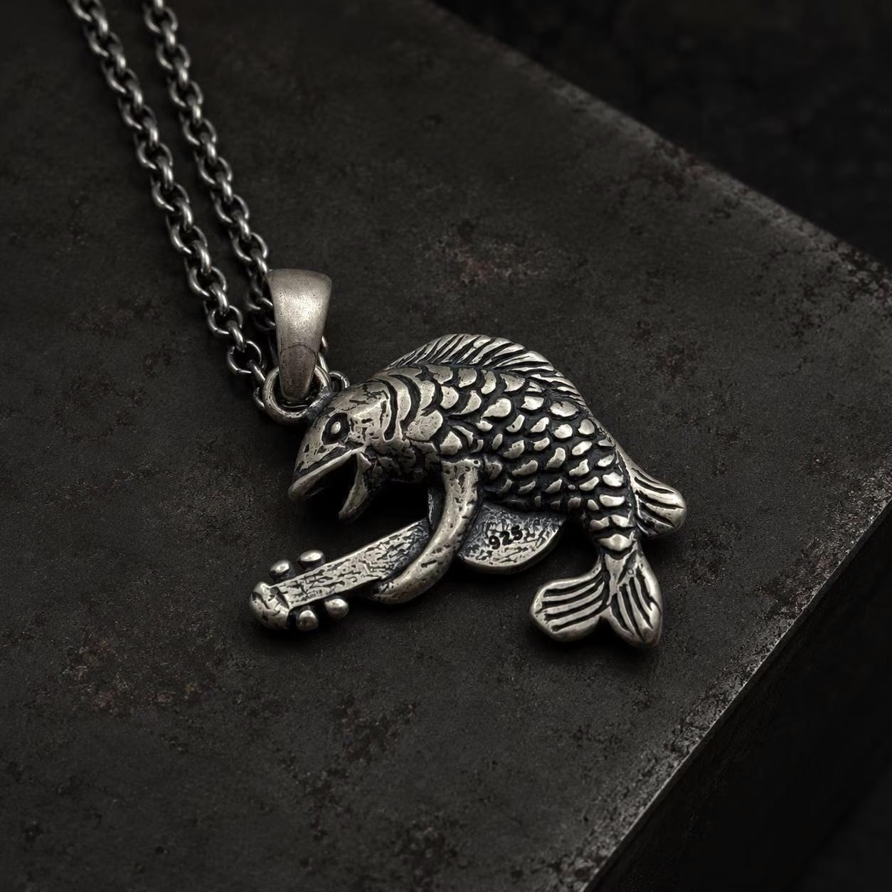 Medieval Fish Musician Necklace
