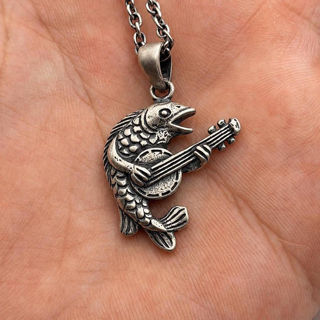 Medieval Fish Musician Necklace