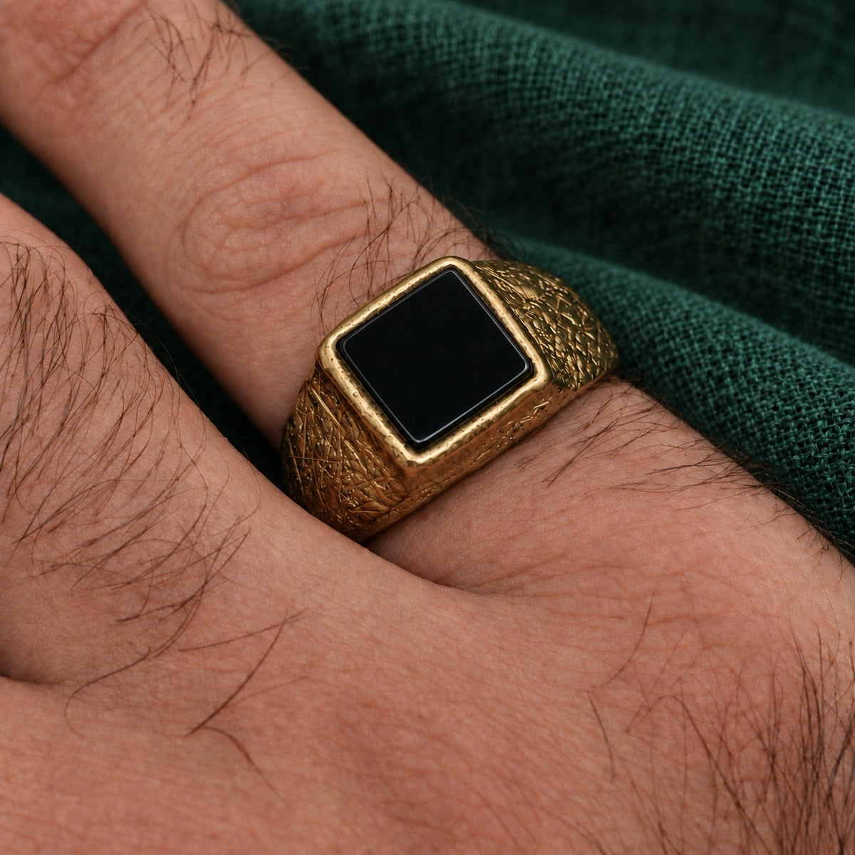 Black Onyx Gold Ring