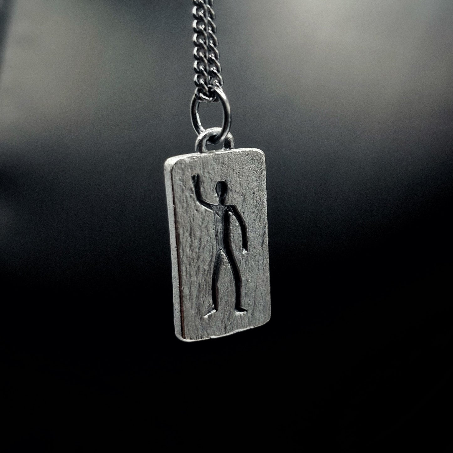 Men's Abstract Man Silver Necklace