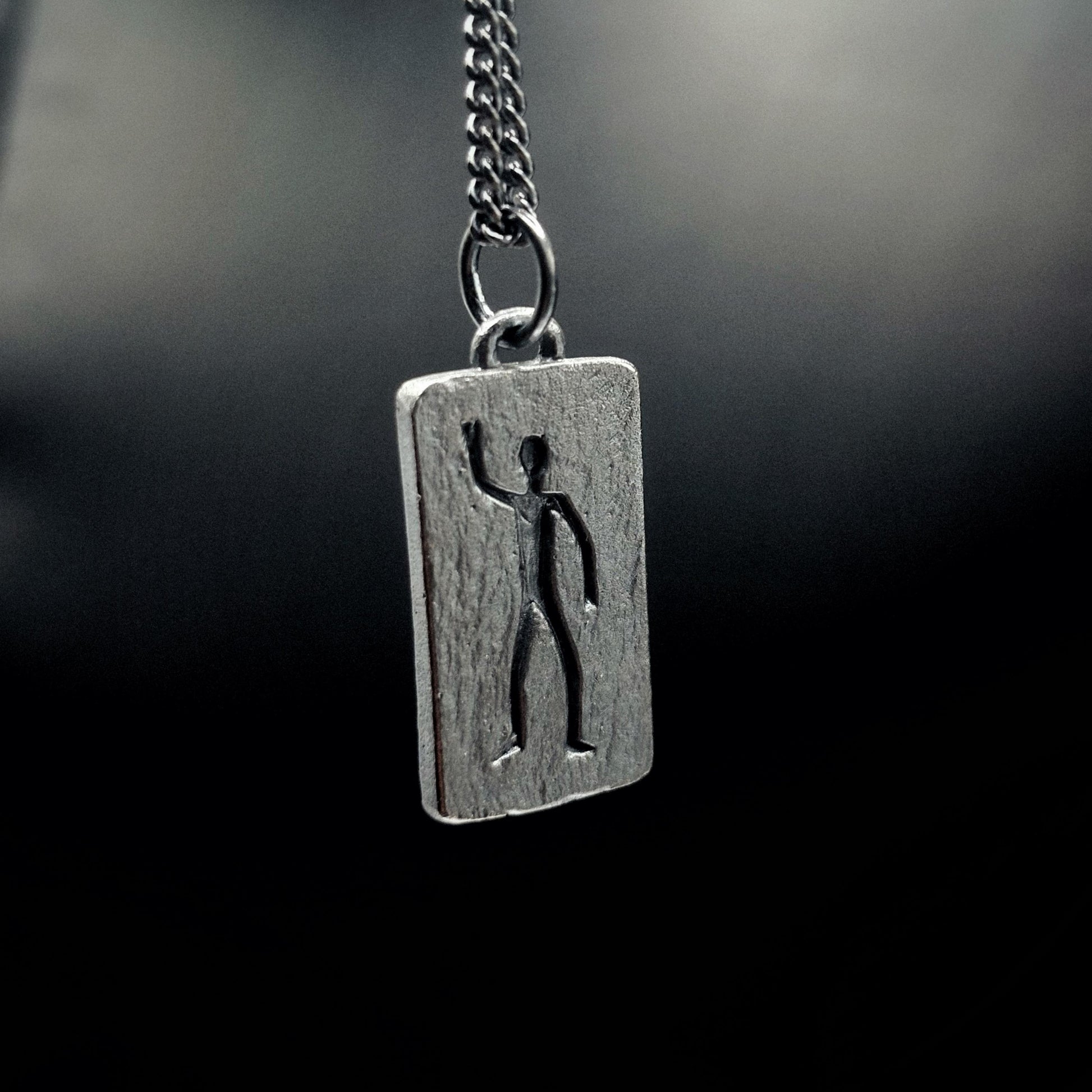 Men's Abstract Man Silver Necklace