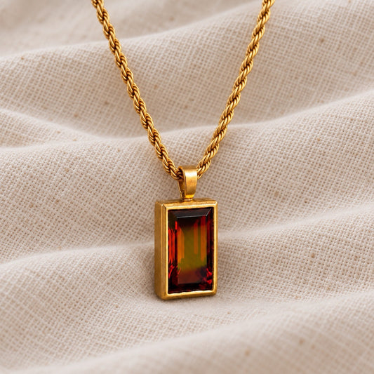 Red Garnet Gold Pendant