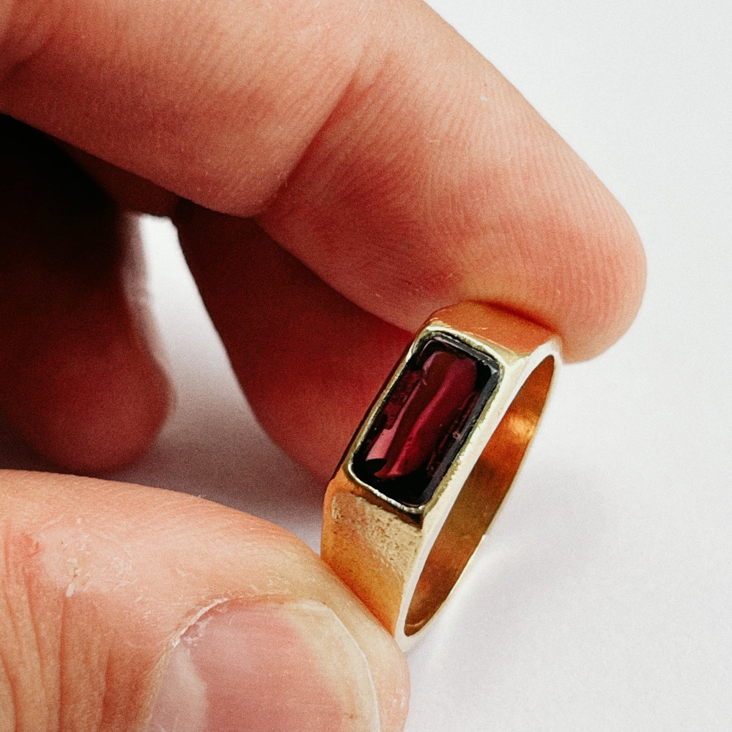 Red Garnet Gold Signet