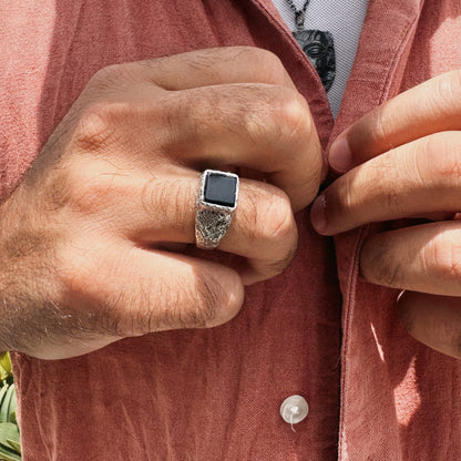 Black Onyx Silver Signet