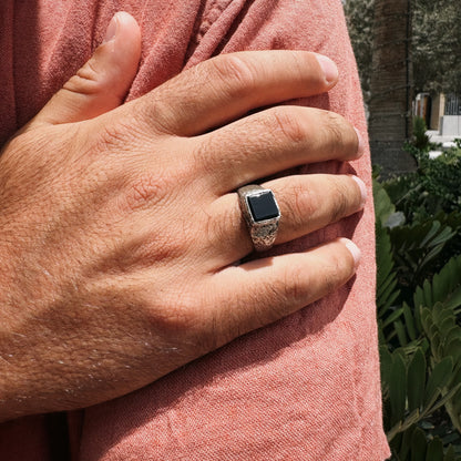 Black Onyx Silver Signet