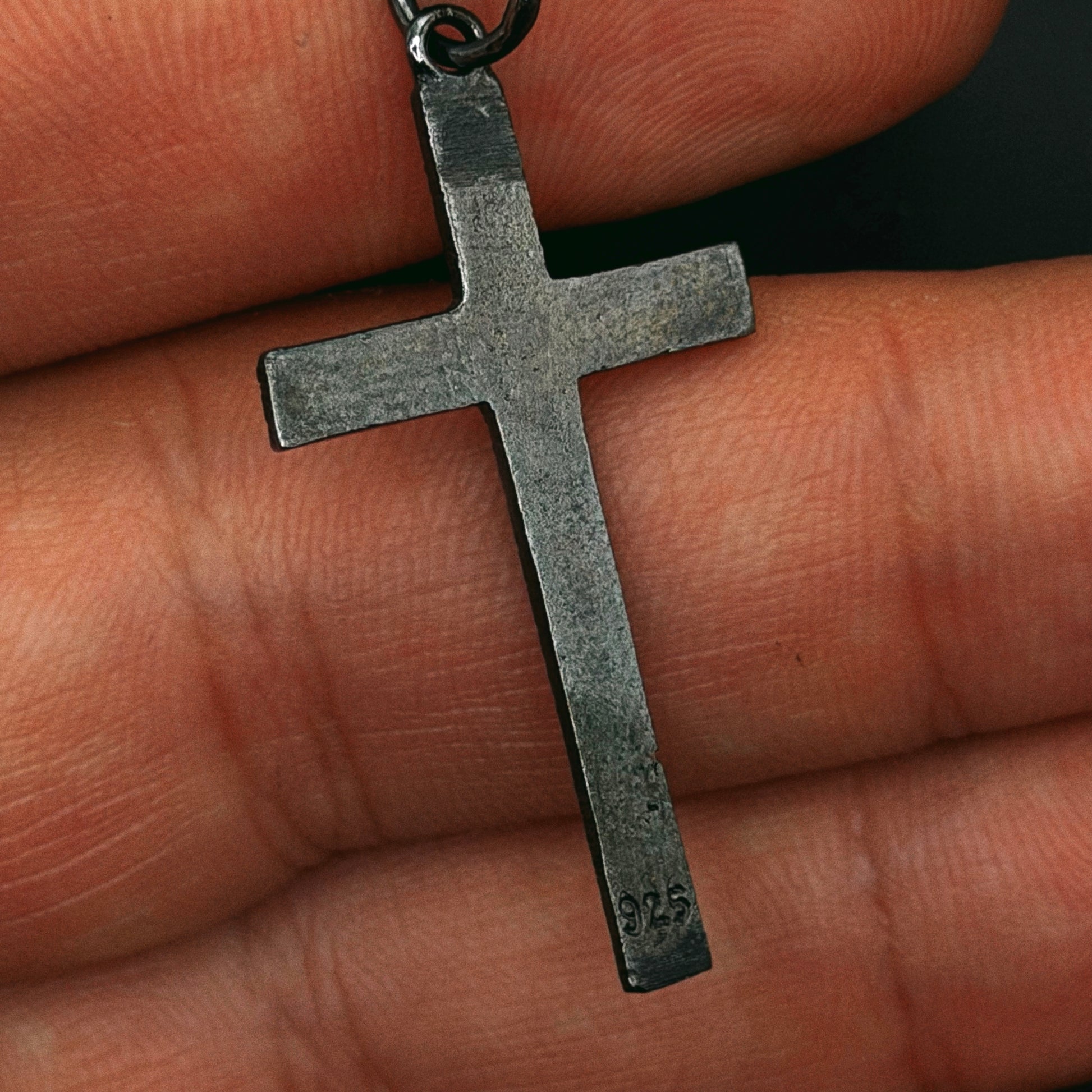 Minimalist Cross Sterling Silver Pendant - Hidden Depths  