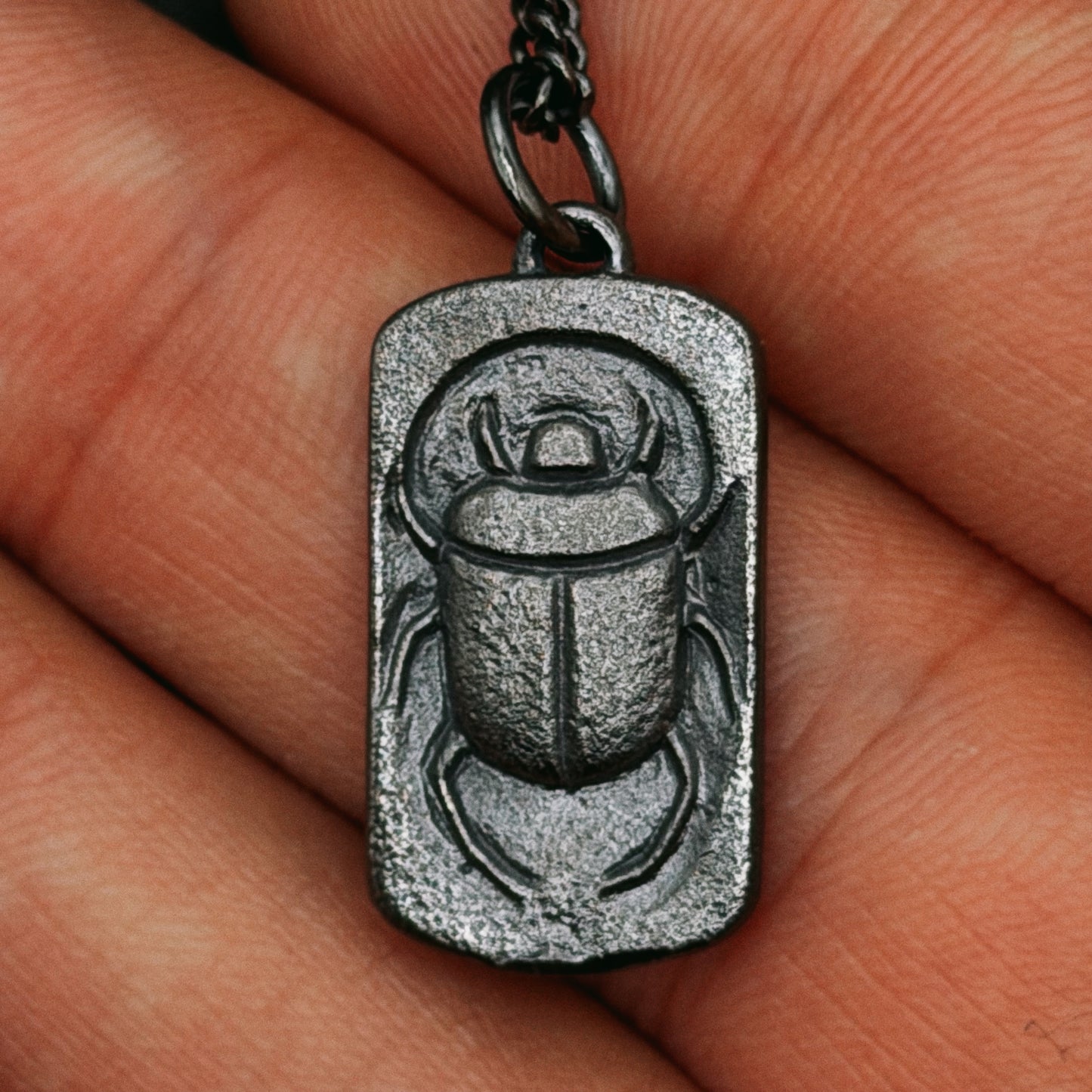 Men's Scarab Beetle Silver Necklace
