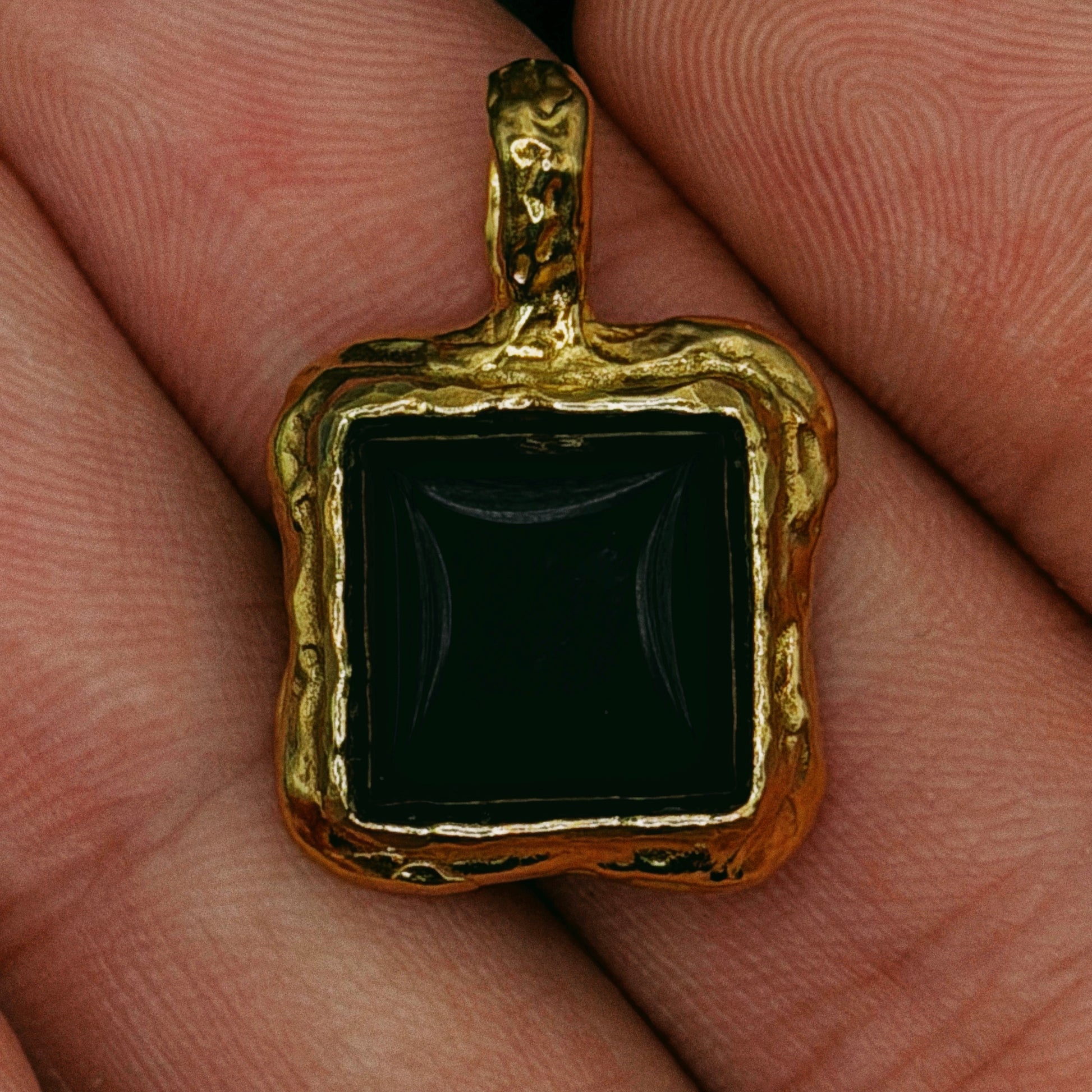 Black Onyx Gold Pendant - Hidden Depths  