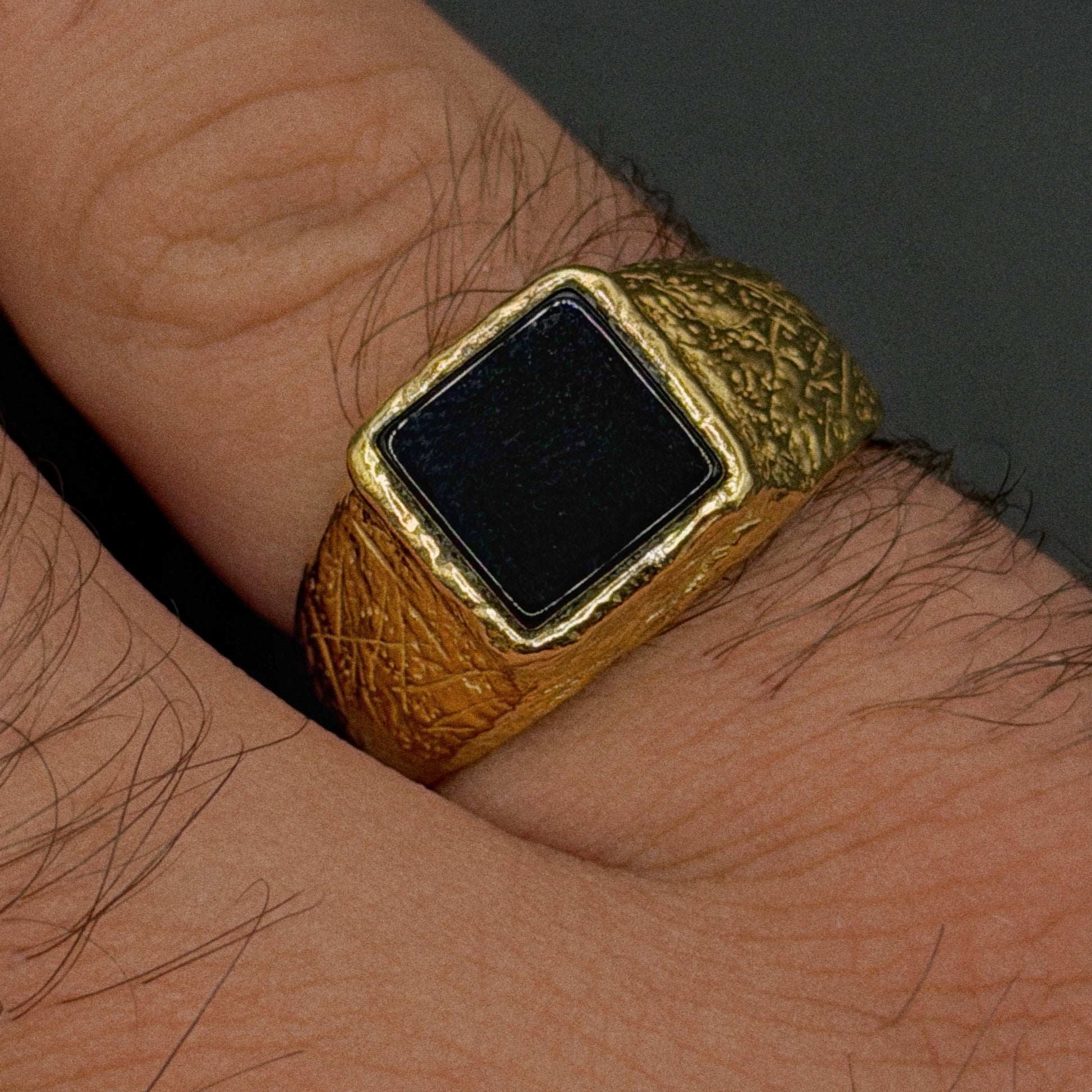 Black Onyx Gold Signet Ring - Hidden Depths   