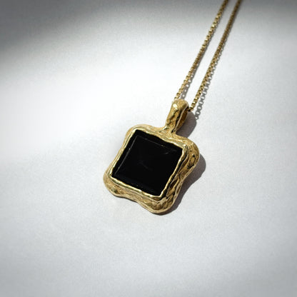 Black Onyx Gold Pendant