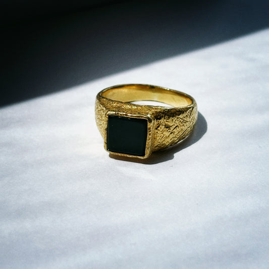 Black Onyx Gold Signet