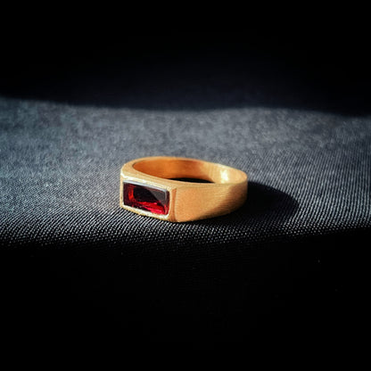 Red Garnet Gold Signet