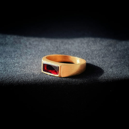 Red Garnet Gold Signet