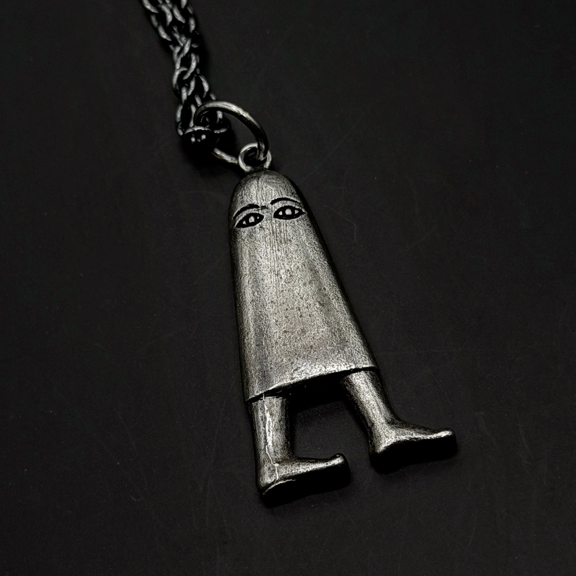 close up of silver pendant