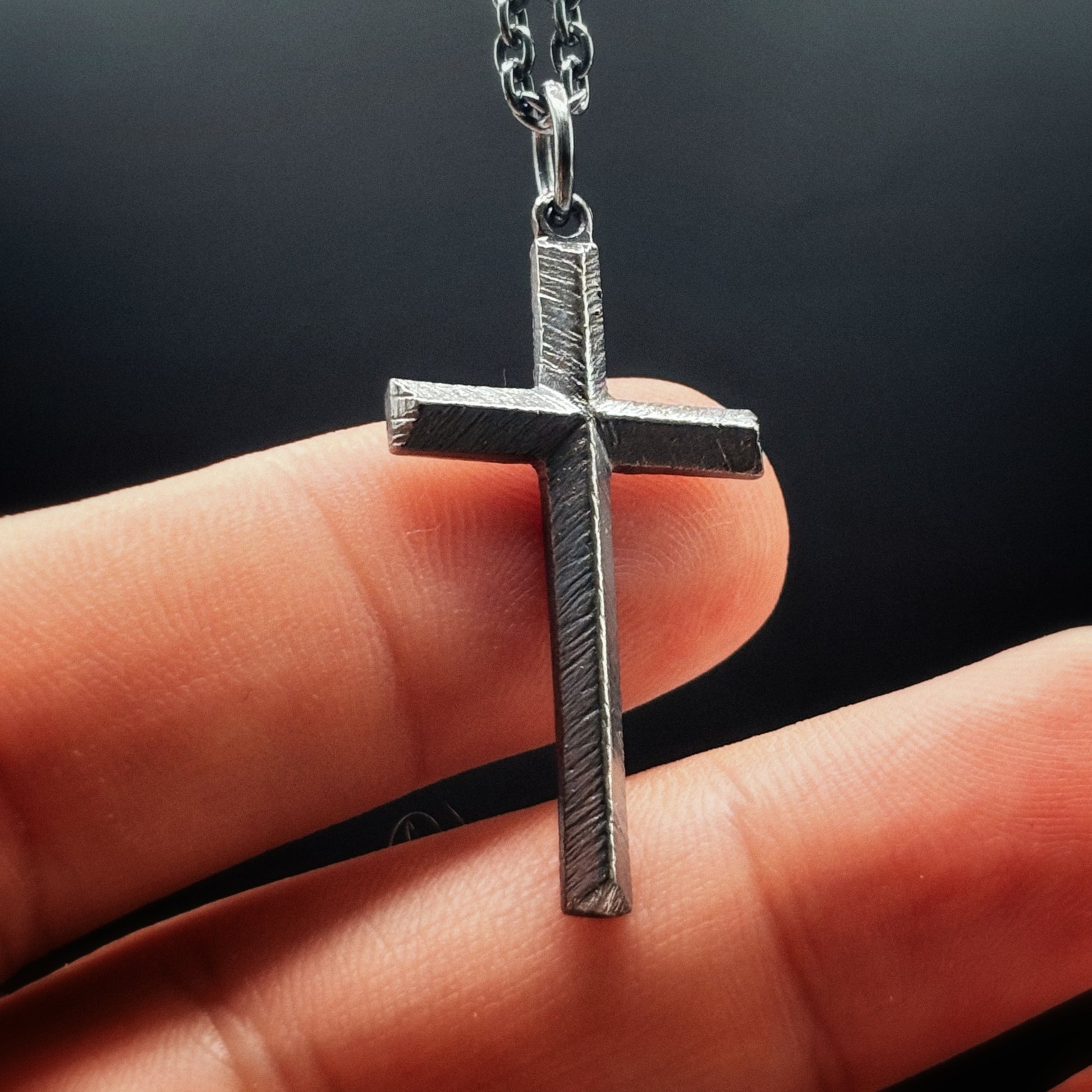 Minimalist Cross Sterling Silver Pendant - Hidden Depths  