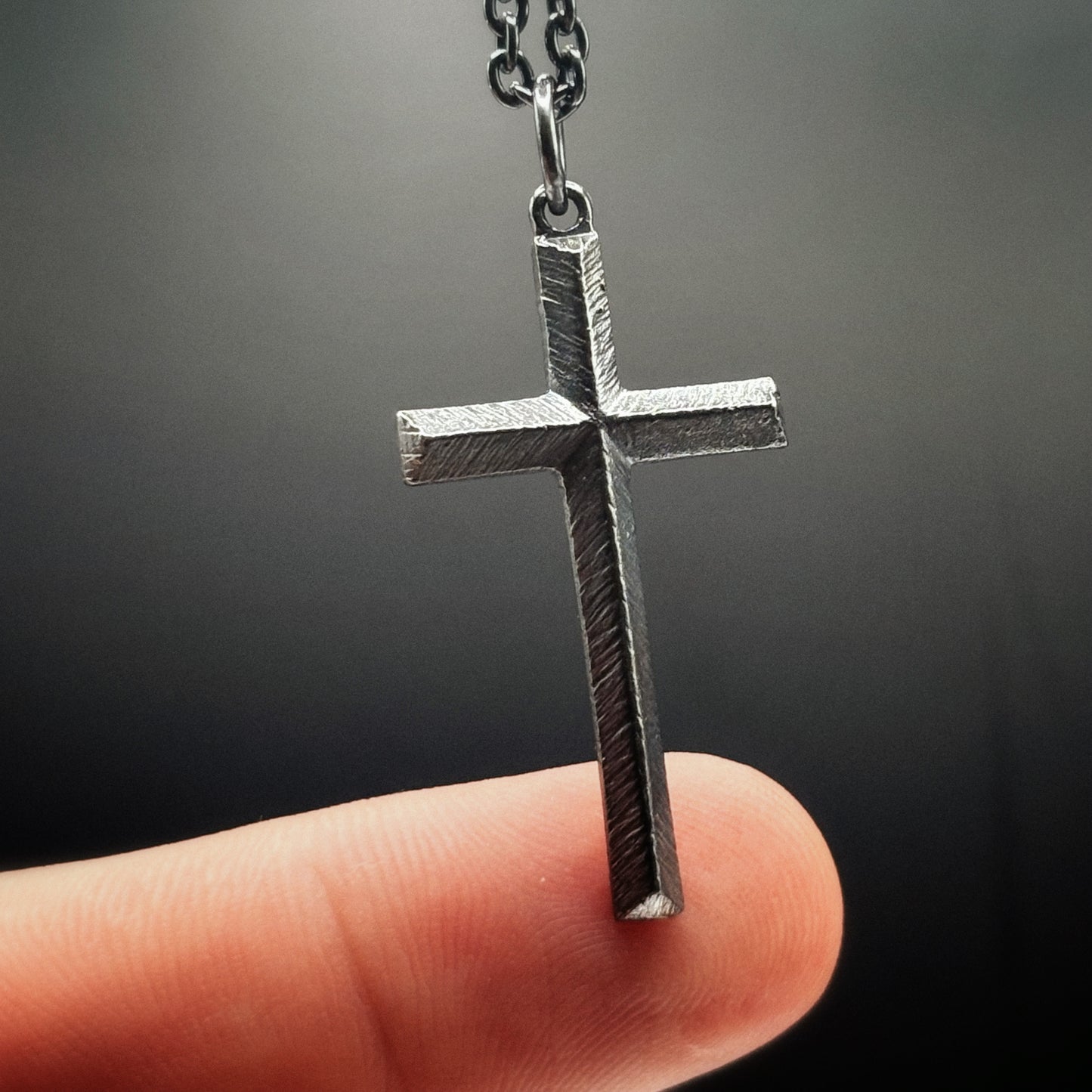 Minimalist Cross Sterling Silver Pendant - Hidden Depths  