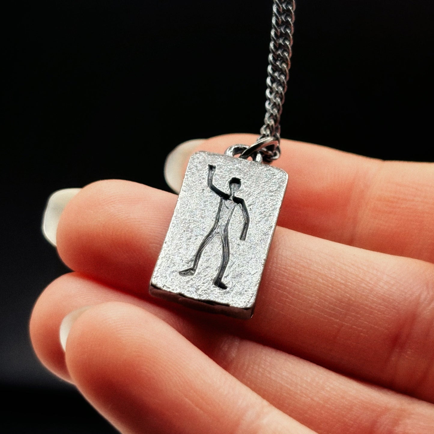 Men's Abstract Man Silver Necklace