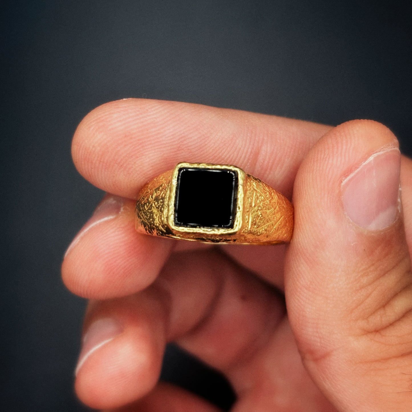 Black Onyx Gold Signet