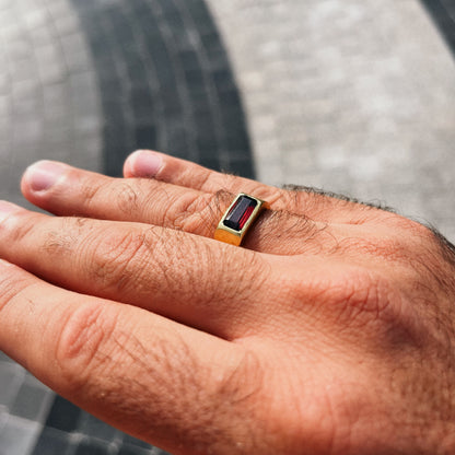 Red Garnet Gold Signet