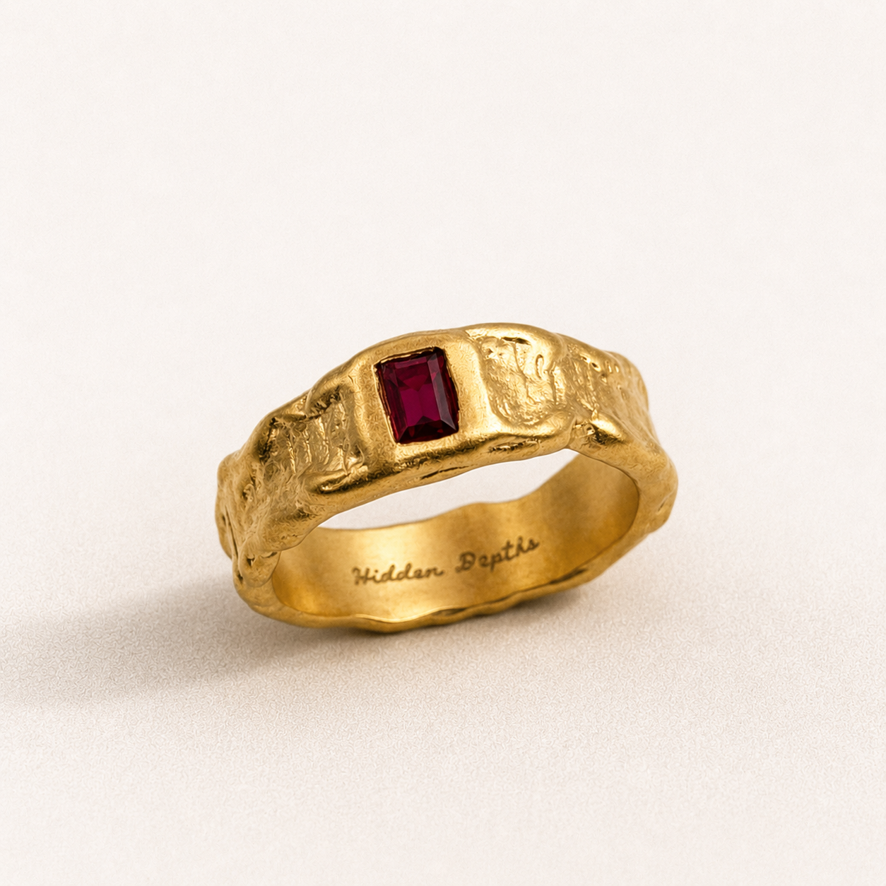Molten Gold Red Garnet Ring