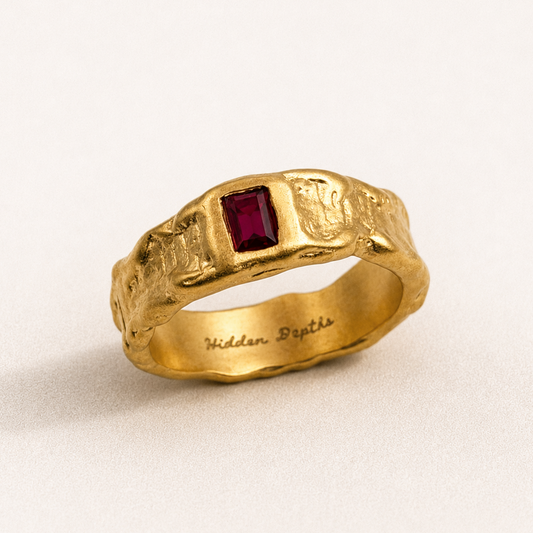 Molten Gold Red Garnet Ring