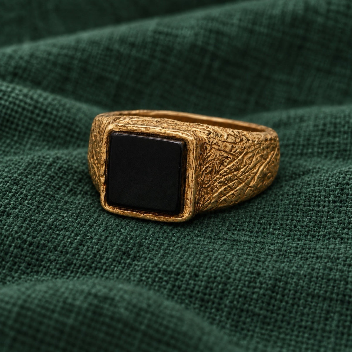 Black Onyx Gold Ring