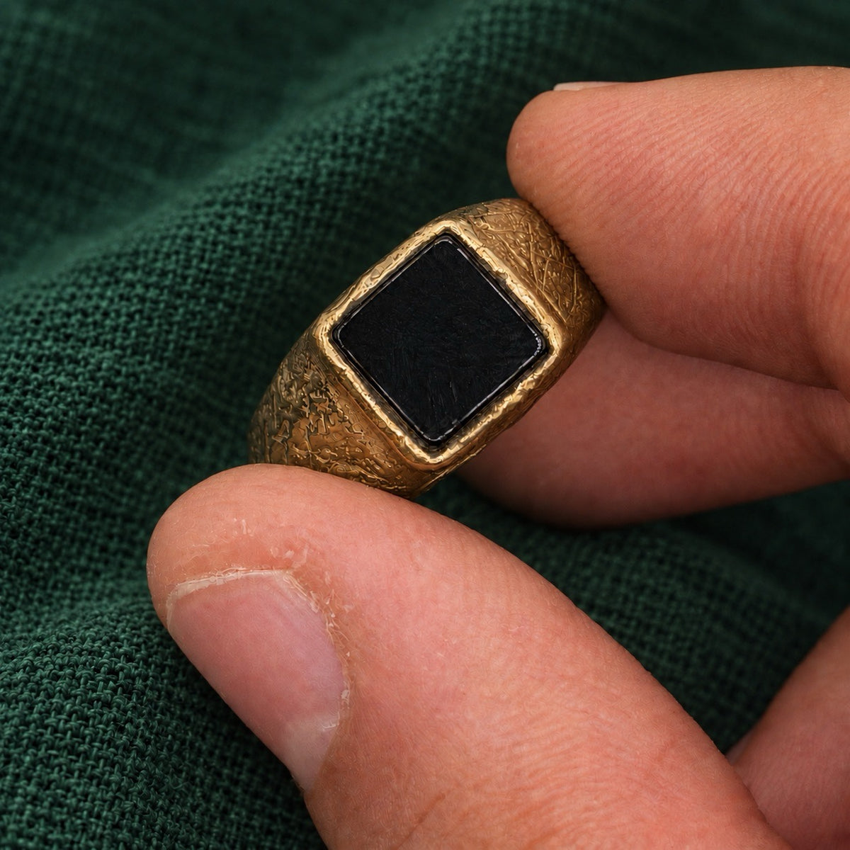 Black Onyx Gold Ring