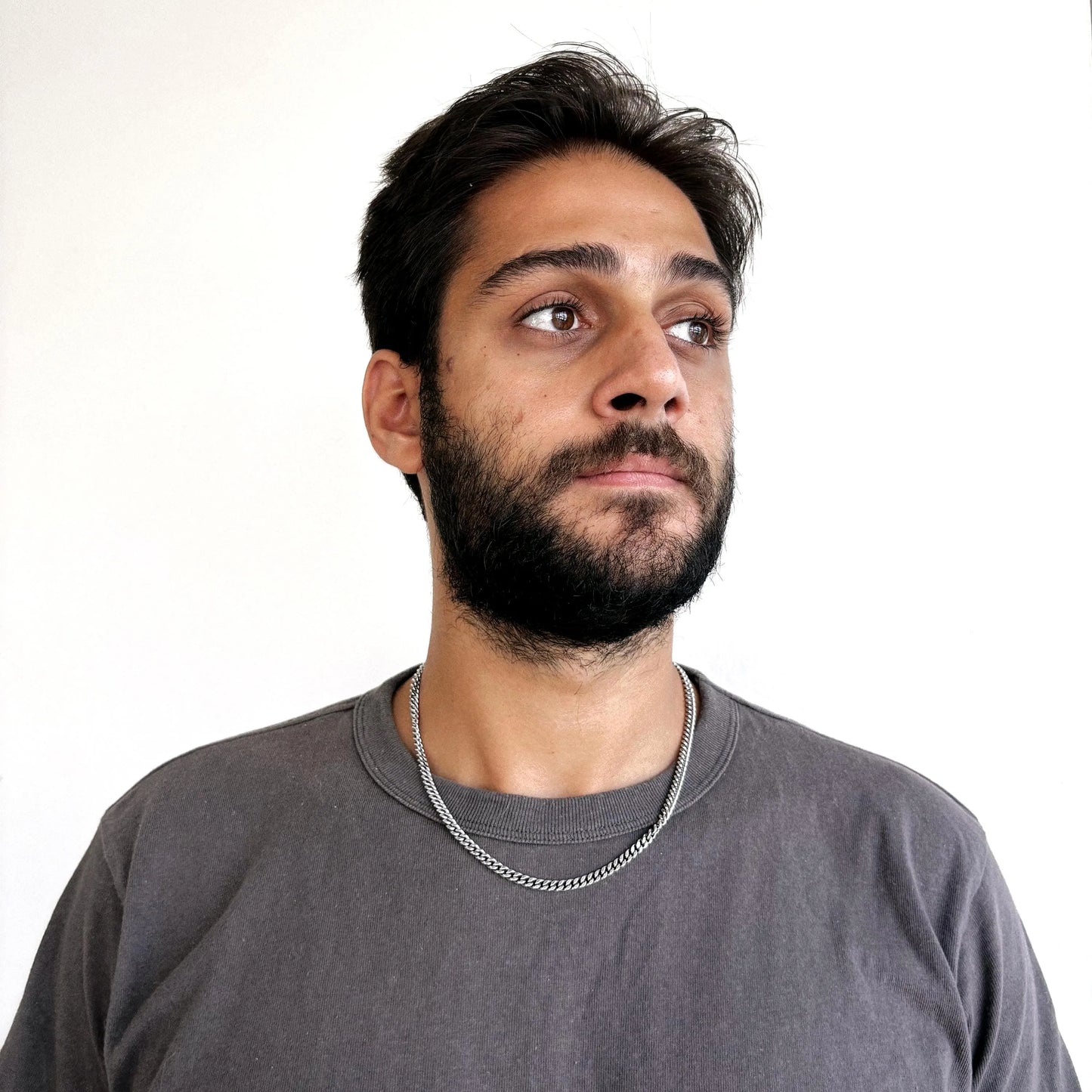 Men's Curb Chain Oxidized Silver Necklace 