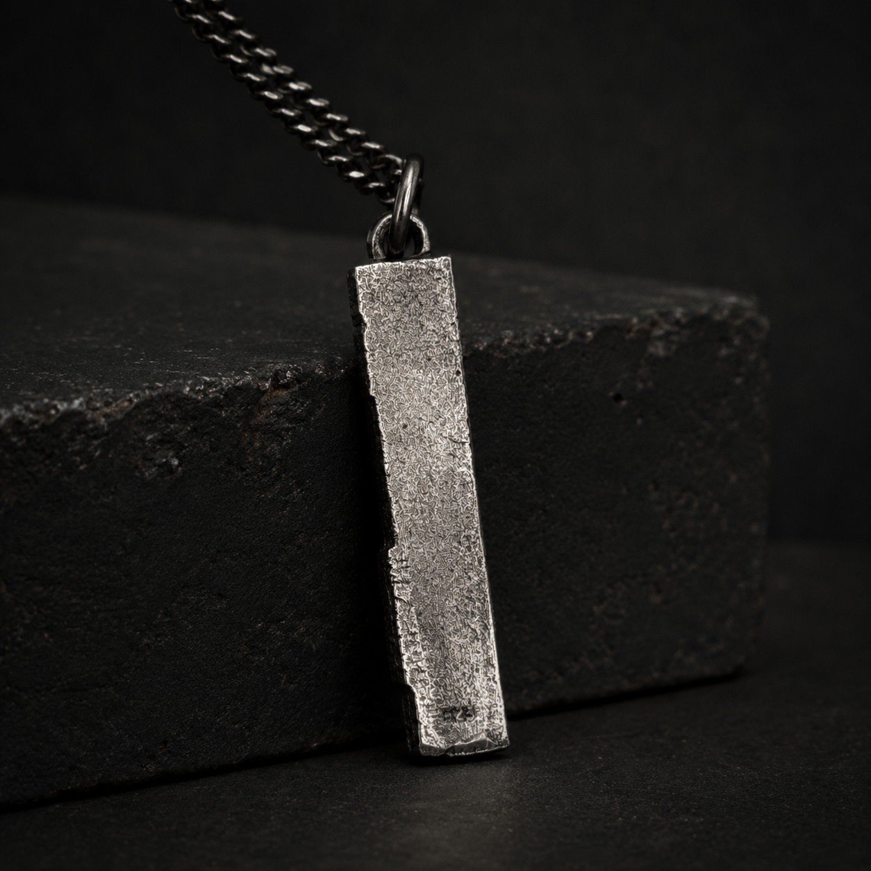 Men's Geometric Block Silver Necklace