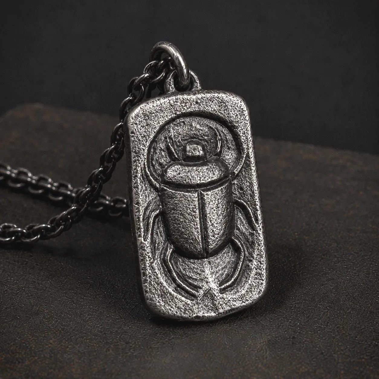 Men's Scarab Beetle Silver Necklace