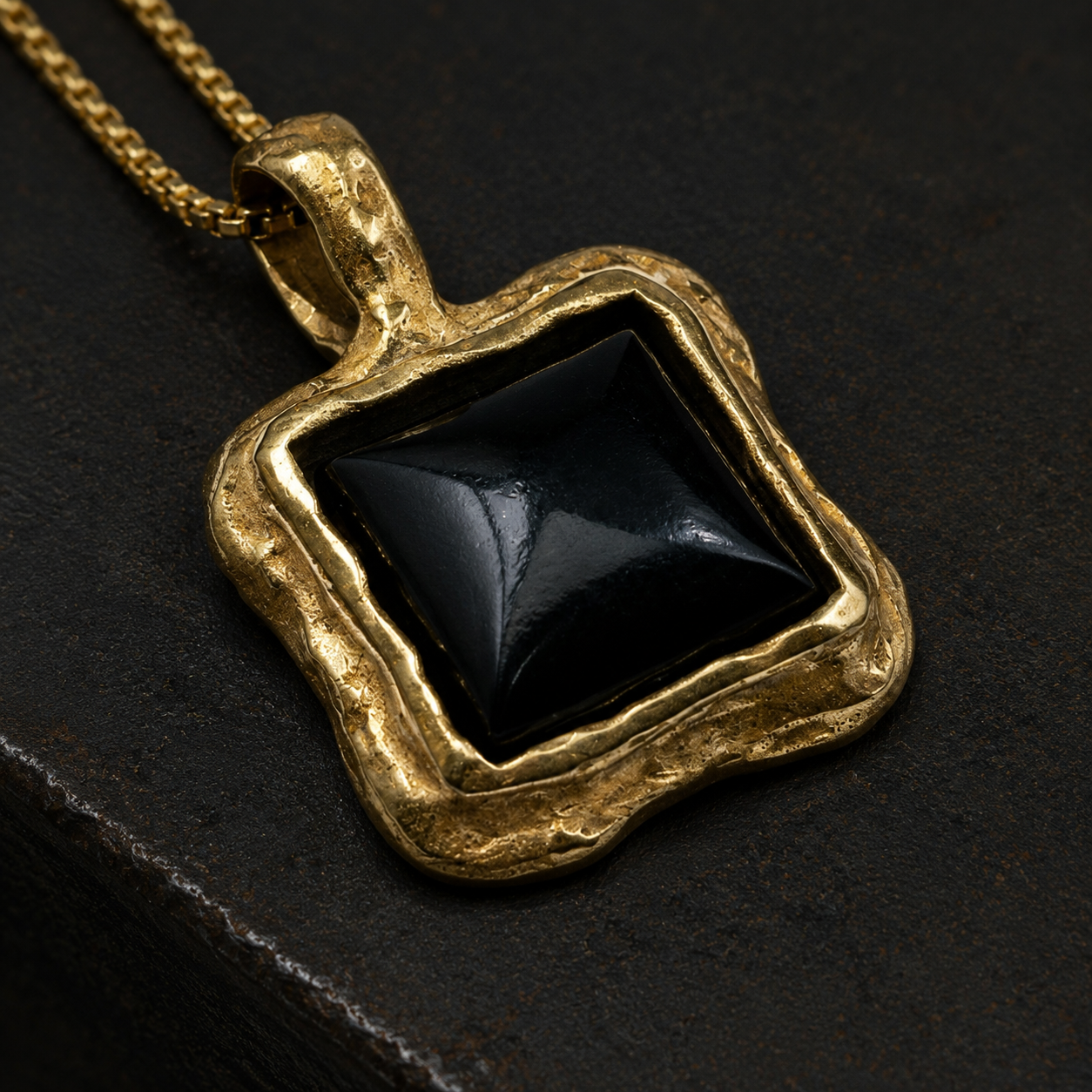Black Onyx Gold Pendant