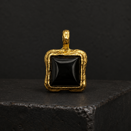 Black Onyx Gold Pendant