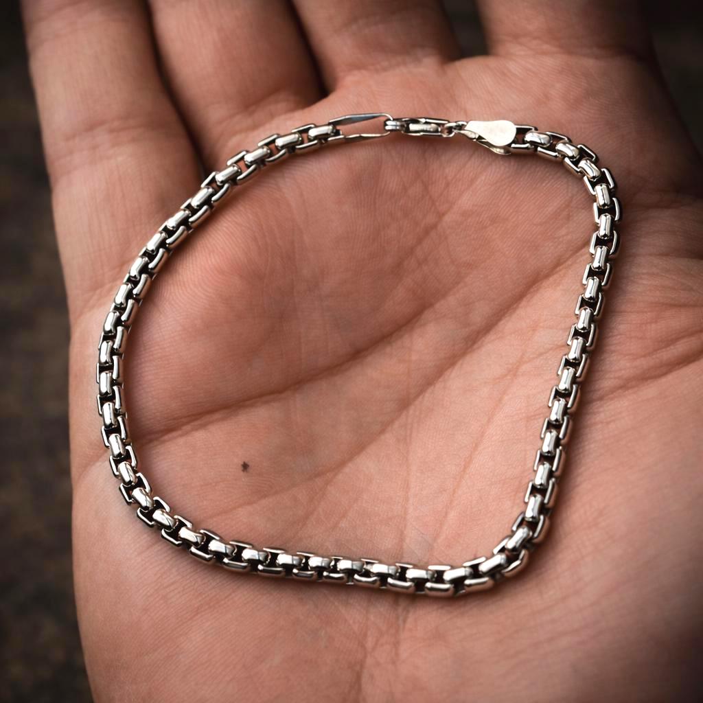 Men's Silver Box Chain Bracelet
