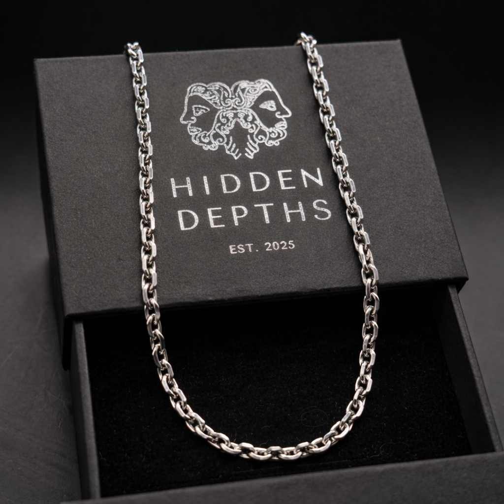 Men's Oxidized Cable Chain Silver Necklace