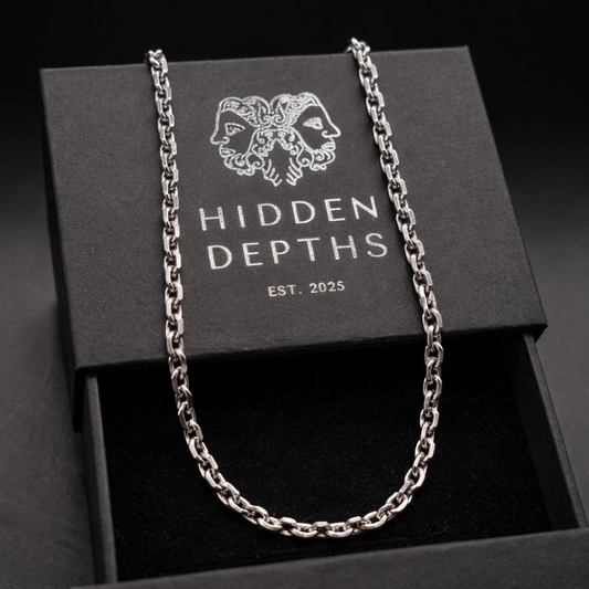 Men's Oxidized Cable Chain Silver Necklace