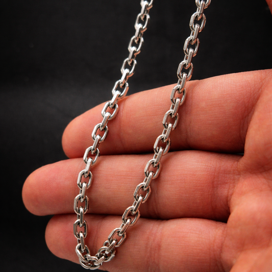 Men's Oxidized Cable Chain Silver Necklace