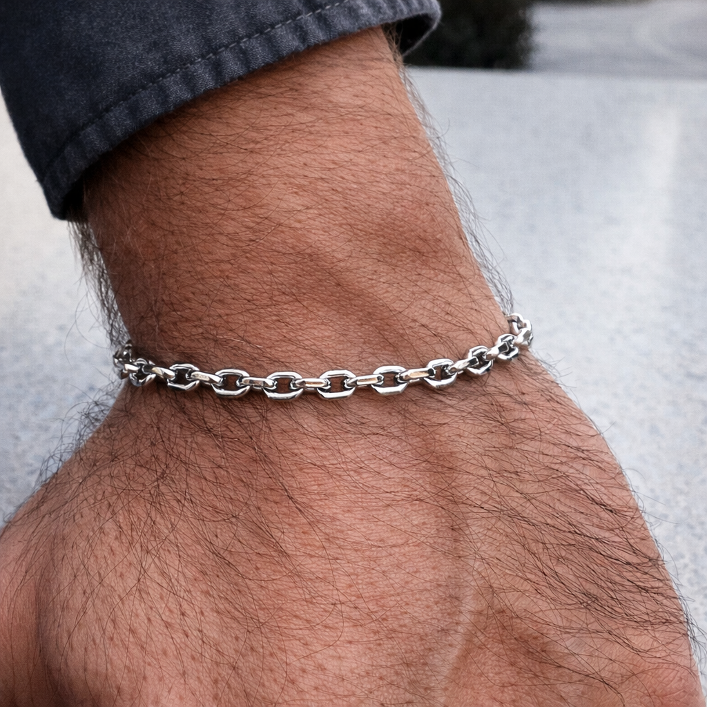 Men's Silver Curb Chain Bracelet